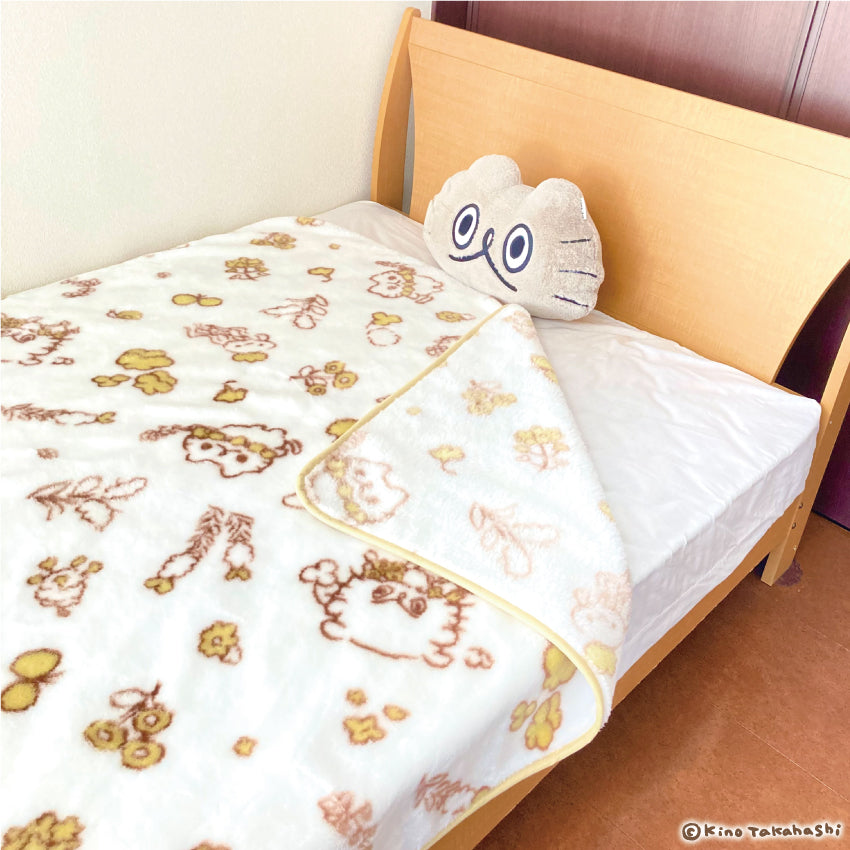 ねこのぶーちゃん小花柄あったかボリューム毛布