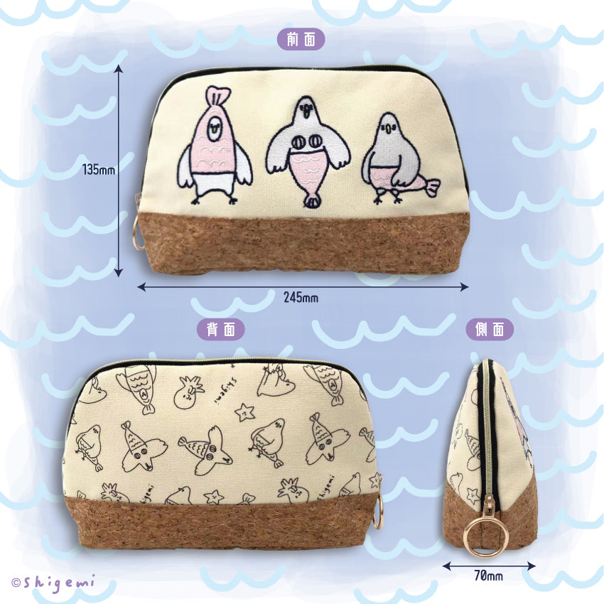 マーメイ鳥 コルクポーチ/shigemi