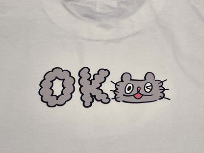 ねこのぶーちゃん Tシャツ（OK）ホワイト